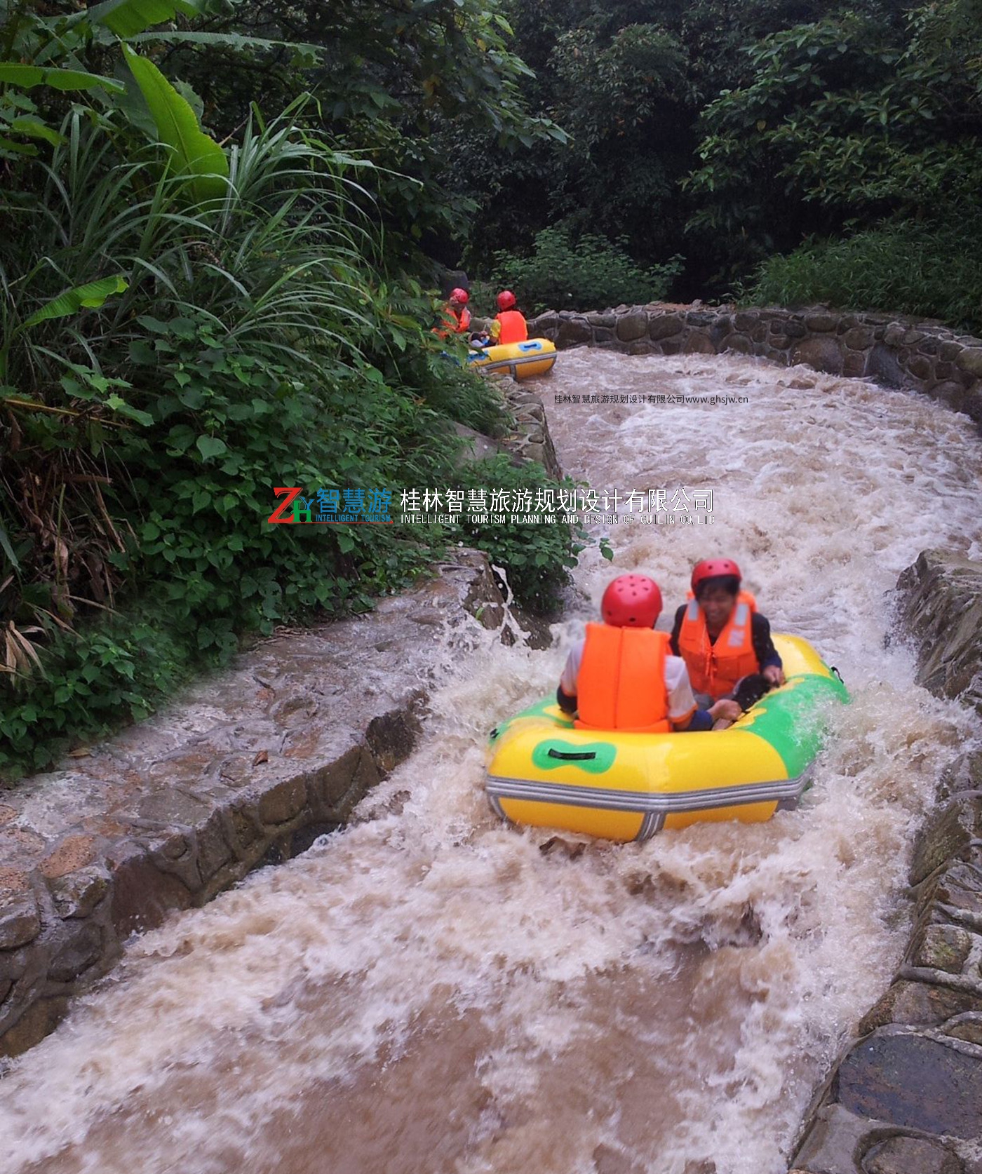 试漂成功！桂林智慧游漂流河道施工接近尾声，试漂调试漂流河道，成就感爆满！